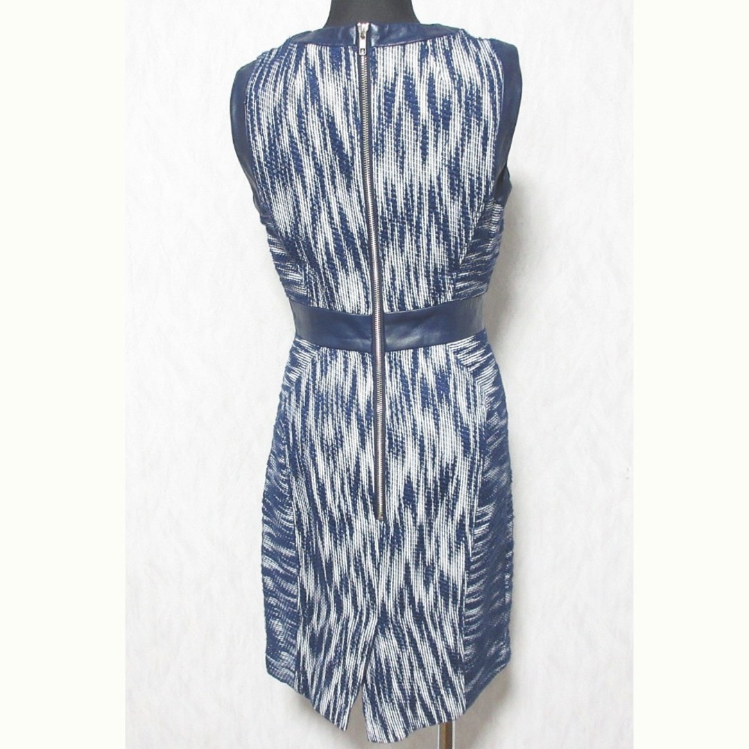 美品 Milly ミリー ツイード レザー ノースリーブ ワンピース 13SS-373