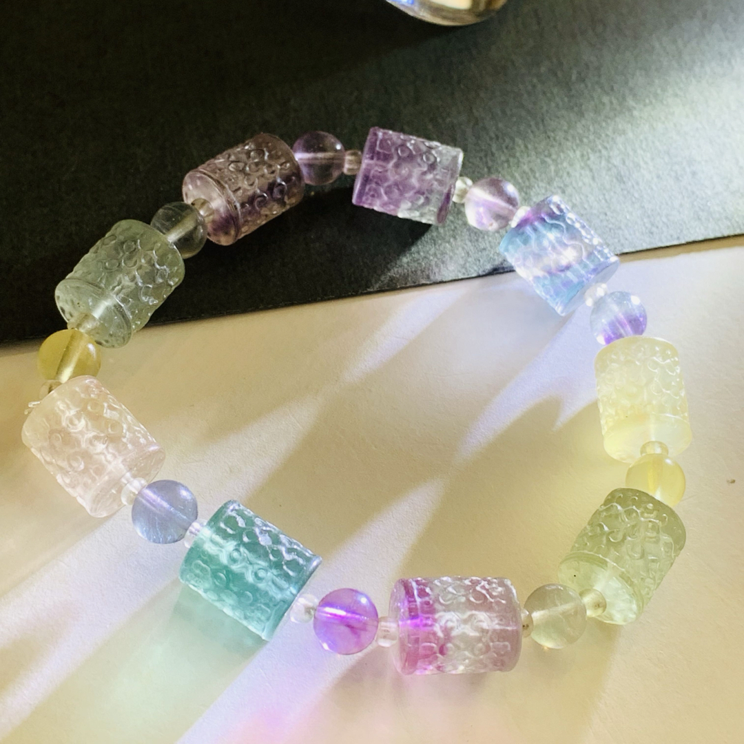 フローライト マニ車 ブレスレット バイカラー 天然石 G111 | Shop at